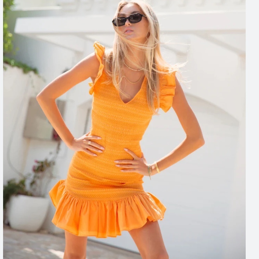 ARAMINTA JAMES Dress Orange The Bella Dress Mini Size 8 US 4
